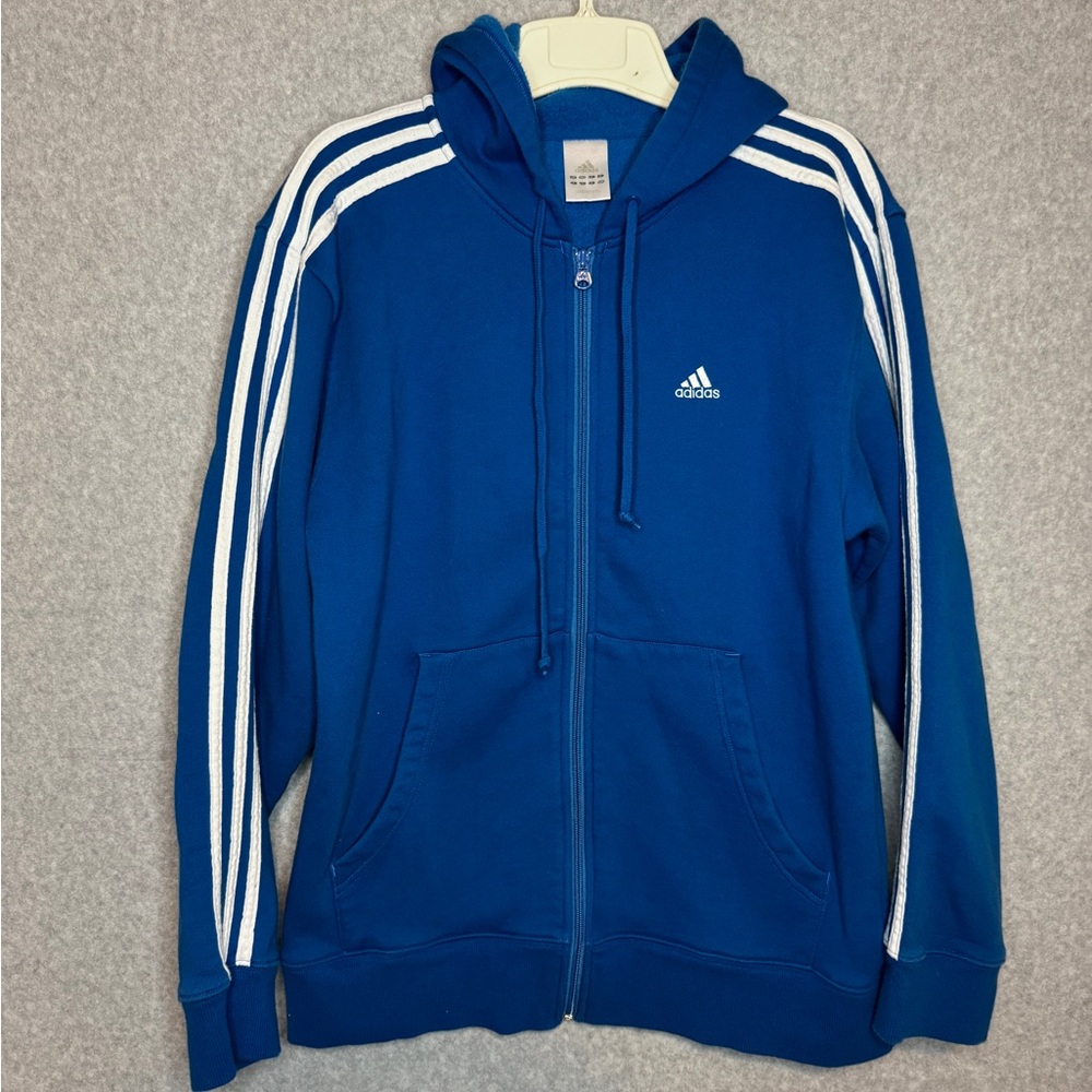 Adidas Essentials Men’s Blue‎ Zip-Up Hoodie Size Small